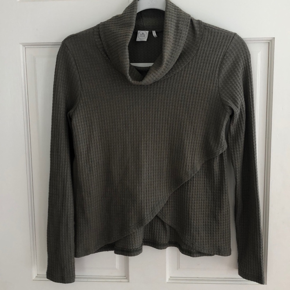 Paper Crane Army Green Cowl Neck Long Sleeve